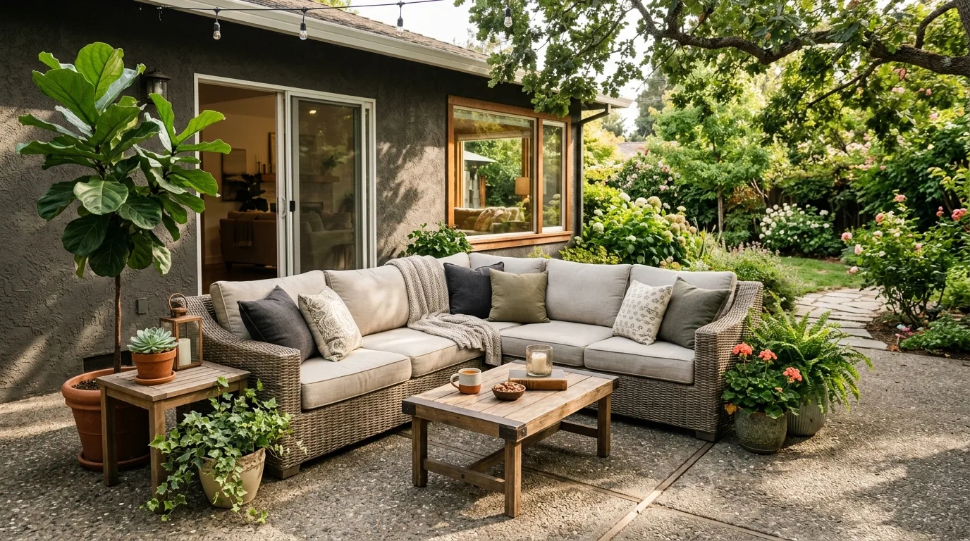 Concrete Patio with Outdoor Sofa Seating